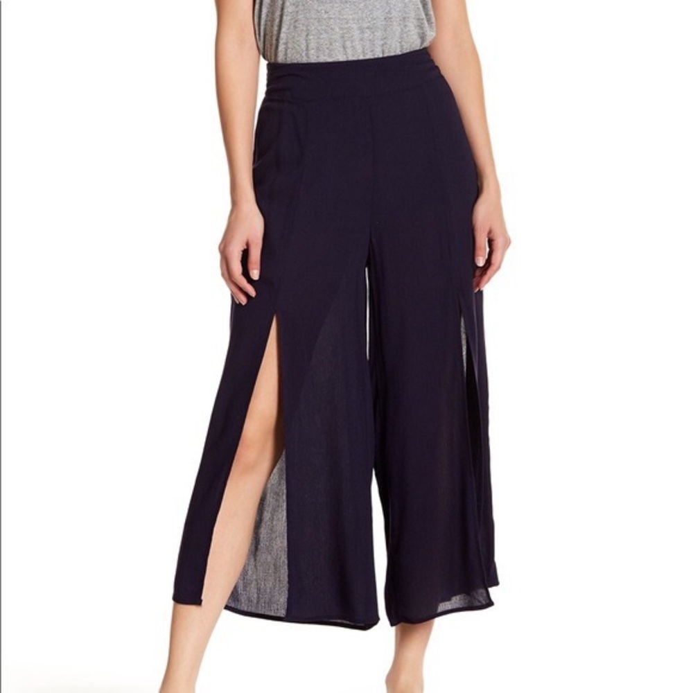 Good Luck Gem Split Front Textured Pants